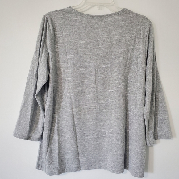 ZENERGY Chicos Gray Sparkle Rhinestone Metallic Top Blouse Womens 2 Large FLAW - Picture 7 of 15